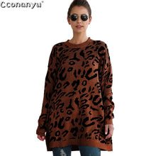 Load image into Gallery viewer, 2019 Autumn winter clothing ladies long sweater fashion womens loose pullovers and sweaters leopard print knitted sweater