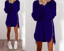 Load image into Gallery viewer, Autumn Winter Solid Knitted Cotton Sweater Dresses Women Fashion Loose O-neck Pullover Female Knitted Dress Vestidos