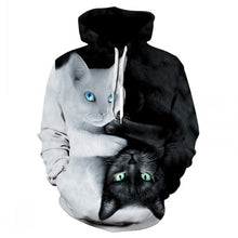 Load image into Gallery viewer, 2019 brand autumn casual women's sports hoodie fashion men's and women's long-sleeved black and white cat hoodie sweatshirt