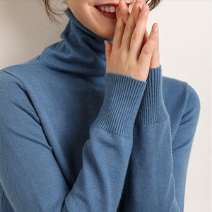 DeRuiLaDy 2019 New Fall Winter Knitted Cashmere Sweater Pullover Women Turtleneck Long Sleeve Sweaters Womens Casual Sweater