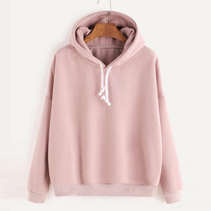 Fashion Women Autumn Hoody Sweatshirt Drawstring Solid Long Sleeve Loose Hoodies Pullover Tops Harajuku Tracksuit sudadera mujer