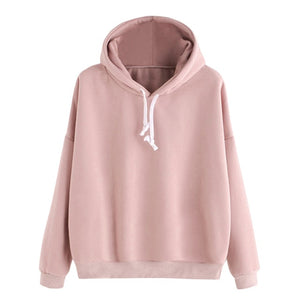 Fashion Women Autumn Hoody Sweatshirt Drawstring Solid Long Sleeve Loose Hoodies Pullover Tops Harajuku Tracksuit sudadera mujer