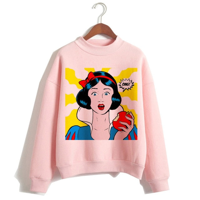 Funny Princess VOGUE Pink Hoodie Hip Hop Women Stree Twear Female Clothes Sweatshirts Pullovers Cartoon Casual Harajuku