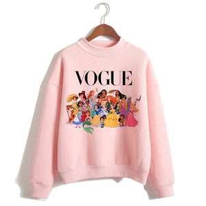 Funny Princess VOGUE Pink Hoodie Hip Hop Women Stree Twear Female Clothes Sweatshirts Pullovers Cartoon Casual Harajuku