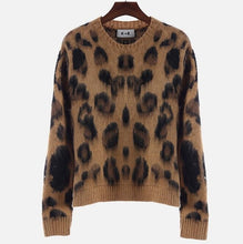 Load image into Gallery viewer, Leopard Print Cashmere Sweater Women Pullover Mohair Sweater Korean Long Sleeve Knit Pullovers O-Neck Winter Warm Jumper Tops