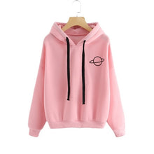 Load image into Gallery viewer, 2019 Autumn Women Hoodies Casual Planet Print Solid Color Loose Drawstring Sweatshirt Fashion Long Sleeve Hooded Female Tops