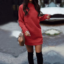 Load image into Gallery viewer, Winter Women Casual O-Neck Warm Knitted  Dress Female Long Sleeve Sweater Dress Autumn Clothing Sexy Solid Wool Dress