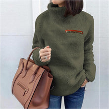 Load image into Gallery viewer, Women Fluffy Fleece Sweatshirt Pullover Winter Casual Turtleneck Zipper Fleece Female Hoodies Loose Warm Soft Solid Women Tops J