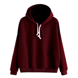 Fashion Women Autumn Hoody Sweatshirt Drawstring Solid Long Sleeve Loose Hoodies Pullover Tops Harajuku Tracksuit sudadera mujer