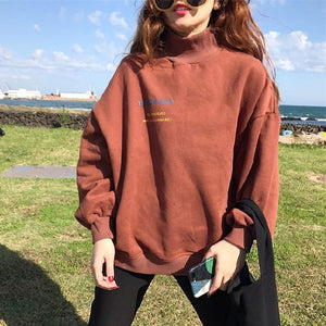 Hoodies Women Harajuku Plus Velvet Thicken Ulzzang Cotton Womens Sweatshirts Students Loose Long Sleeve Ladies Pullover Chic