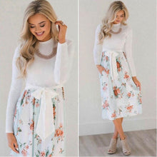 Load image into Gallery viewer, Pocket Elegant Knee-length Dress High Quality Autumn 2019 Casual Women Dress Long Sleeve O-neck Dot Printed Loose Dress Vestidos