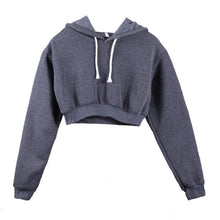 Load image into Gallery viewer, Fashion Women Sweatshirt 2019 Hot Sale Hoodies Solid Crop Hoodie Long Sleeve Jumper Hooded Pullover Coat Casual Sweatshirt Top