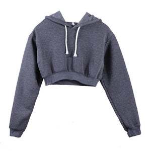 Fashion Women Sweatshirt 2019 Hot Sale Hoodies Solid Crop Hoodie Long Sleeve Jumper Hooded Pullover Coat Casual Sweatshirt Top